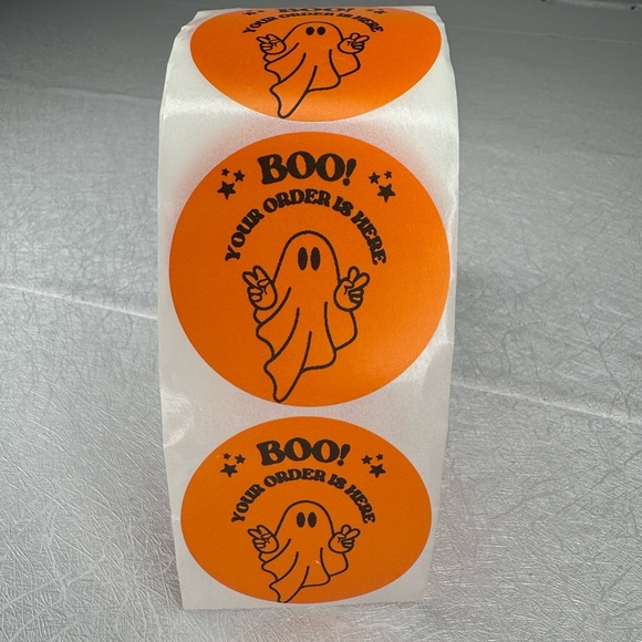 Hey Boo Your Order's Here Packaging Stickers | Halloween Ghost | thank you stick - Picture 2 of 2